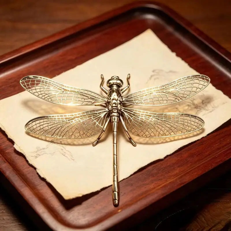 Vintage Zinc Alloy Dragonfly Figurine | Antique Desk Decor