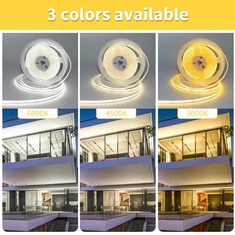 COB LED Strip Light DC12V/24V Dimmable 3000–6000K | GGBEE COB LED Strip Light PRIMED