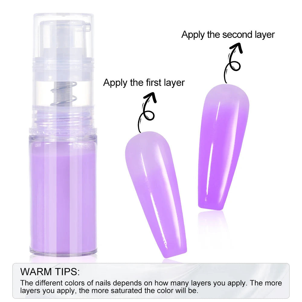 MAFANAILS 12-Color Ombre Spray Nail Glitter Powder 10g