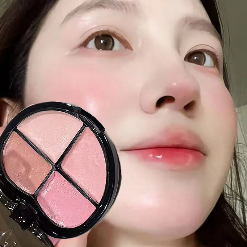 4-Color Cream Blush Palette | Dewy Shimmer K-Beauty Glow Cream Blush Palette PRIMED