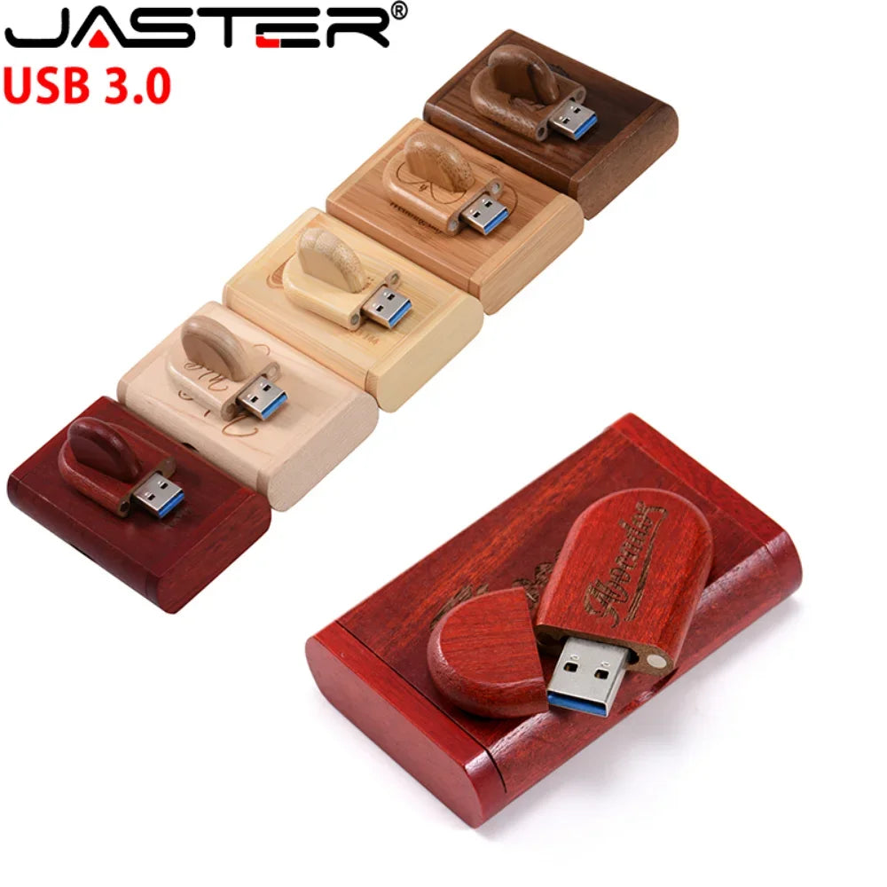 JASTER 30-Pack Wooden USB 3.0 Flash Drives | Free Custom Logo USB Flash Drive PRIMED