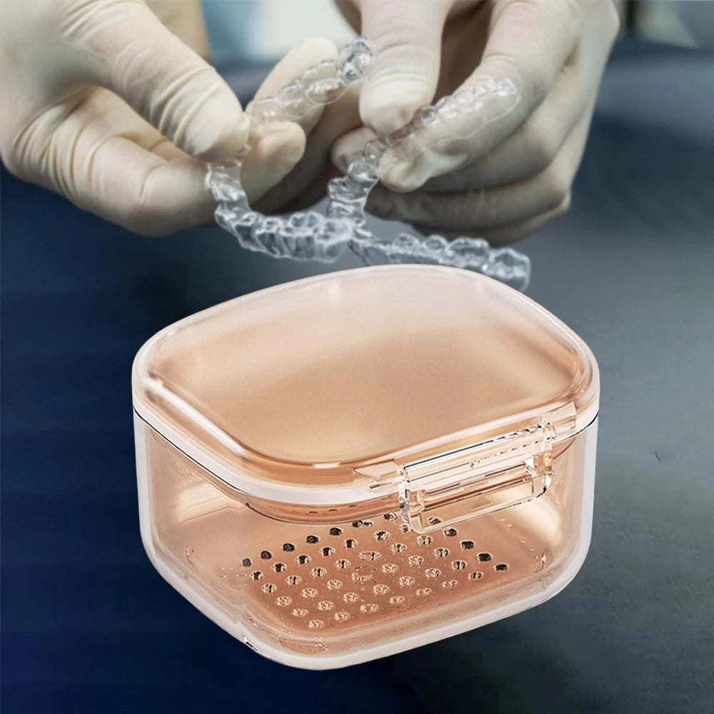 2-in-1 Denture & Retainer Case – No-Leak Portable Cleaning Cup Denture Storage Case PRIMED