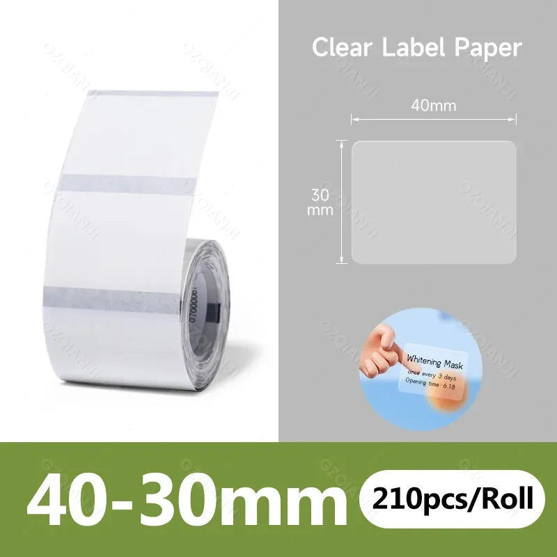 Niimbot Transparent Label Paper Roll – B1 B21 B3S K3 Official Thermal Label Roll PRIMED 1Roll Trans 40-30mm
