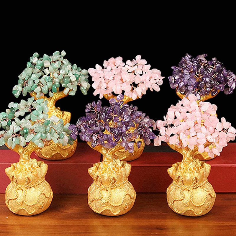 Yellow Crystal Money Tree Feng Shui Lucky Wealth Ornament