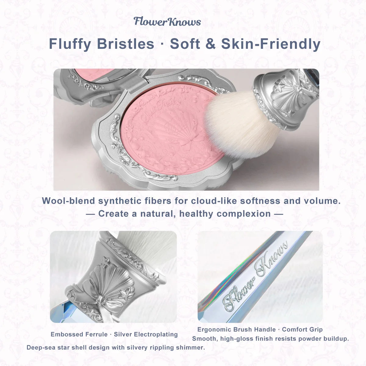 Flower Knows Angled Blush Brush – Crystal Handle, Vegan