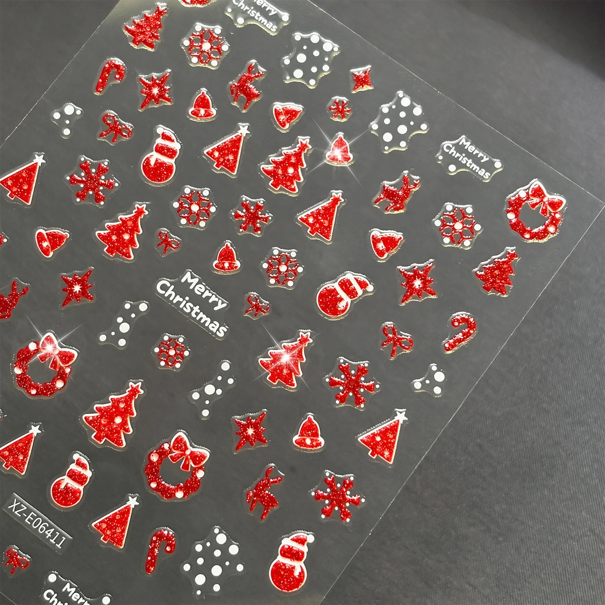 12Pcs Christmas Glitter Nail Art Stickers | Festive Decals Nail Art Stickers PRIMED
