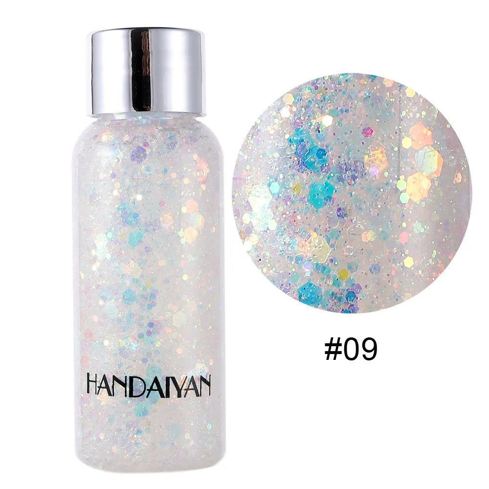 HANDAIYAN Body & Face Glitter Gel – Waterproof Sequins Makeup Body Glitter Gel PRIMED 09