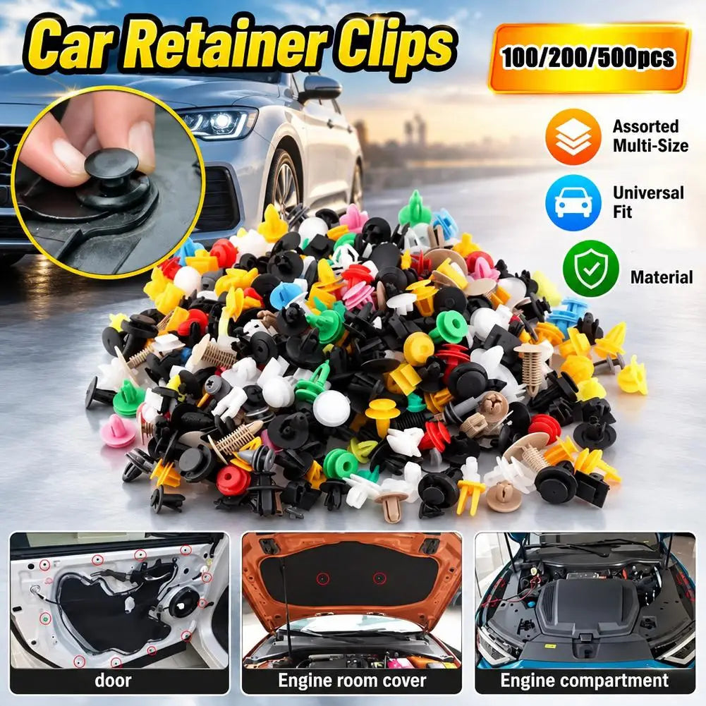 Universal Car Bumper Clips & Push Rivets Assortment – 100/200/500