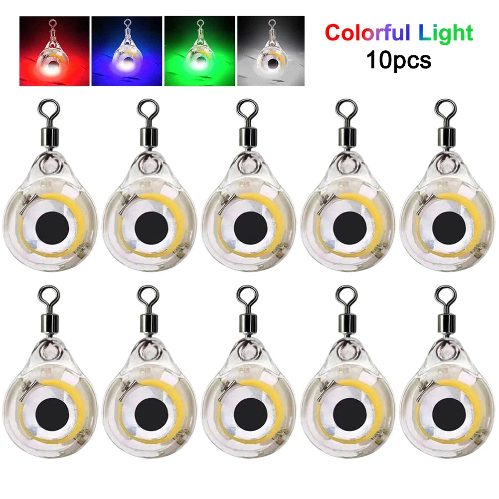 10Pcs LED Underwater Fishing Lure Lights | Eye Shape Night Fishing Lure Light PRIMED