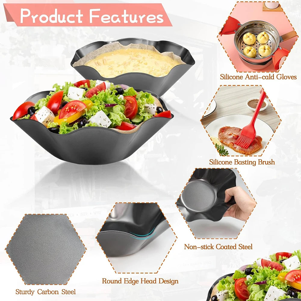 LMETJMA Carbon Steel Nonstick Tortilla Bowl Maker Pan Set Tortilla Bowl Pan Set PRIMED