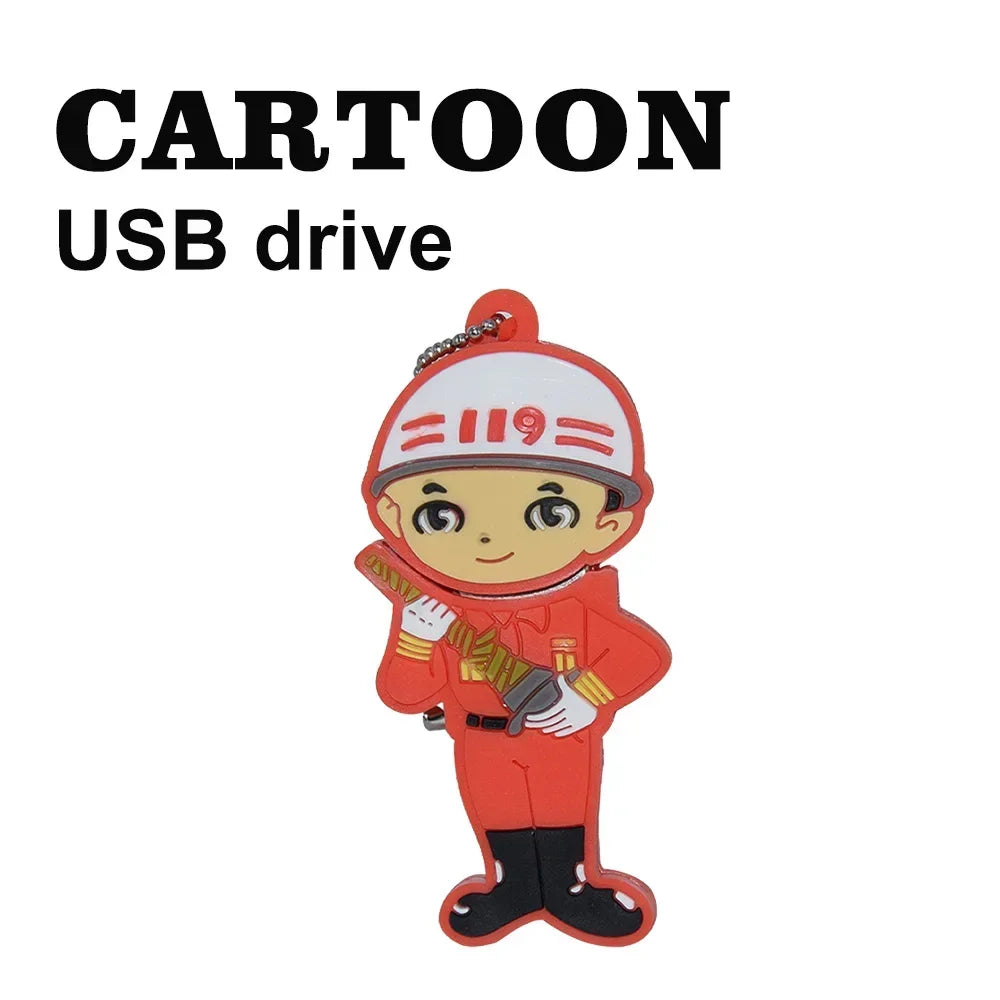Fireman Fire Truck USB Flash Drive 8GB–128GB | Novelty Pen Drive Novelty USB Flash Drive PRIMED 8 GB Style1