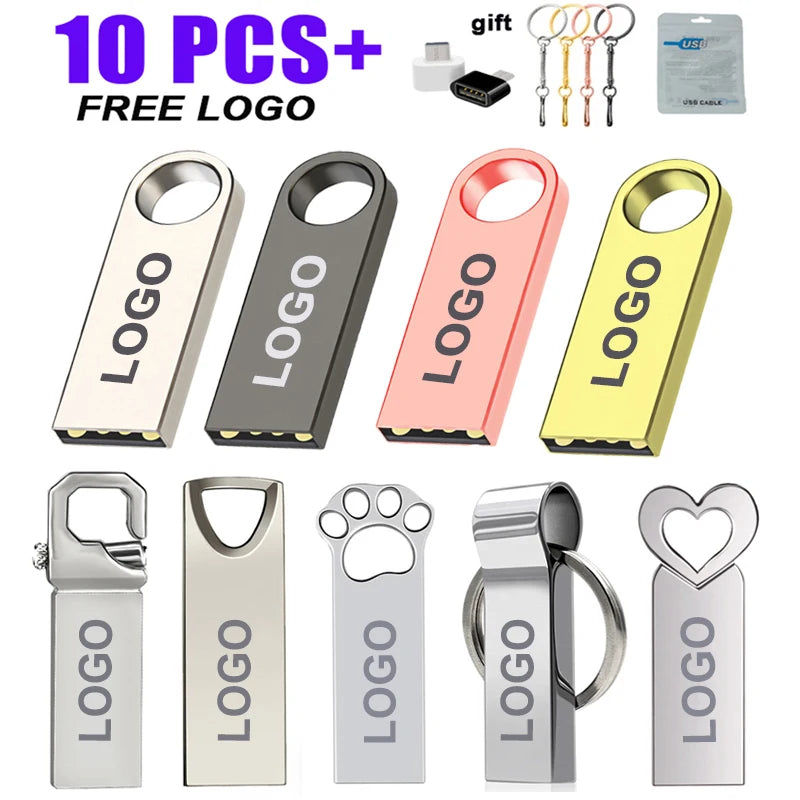 10-Pack Metal USB Flash Drives 1GB–128GB | Free Custom Logo USB Flash Drive PRIMED