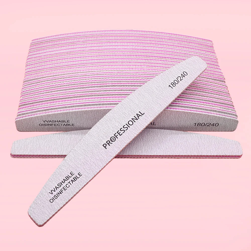 JEARLYU Washable Nail Files 25/50 Pack – 100 to 180 Grit Nail Files Set PRIMED 25 Pcs Grit180-240