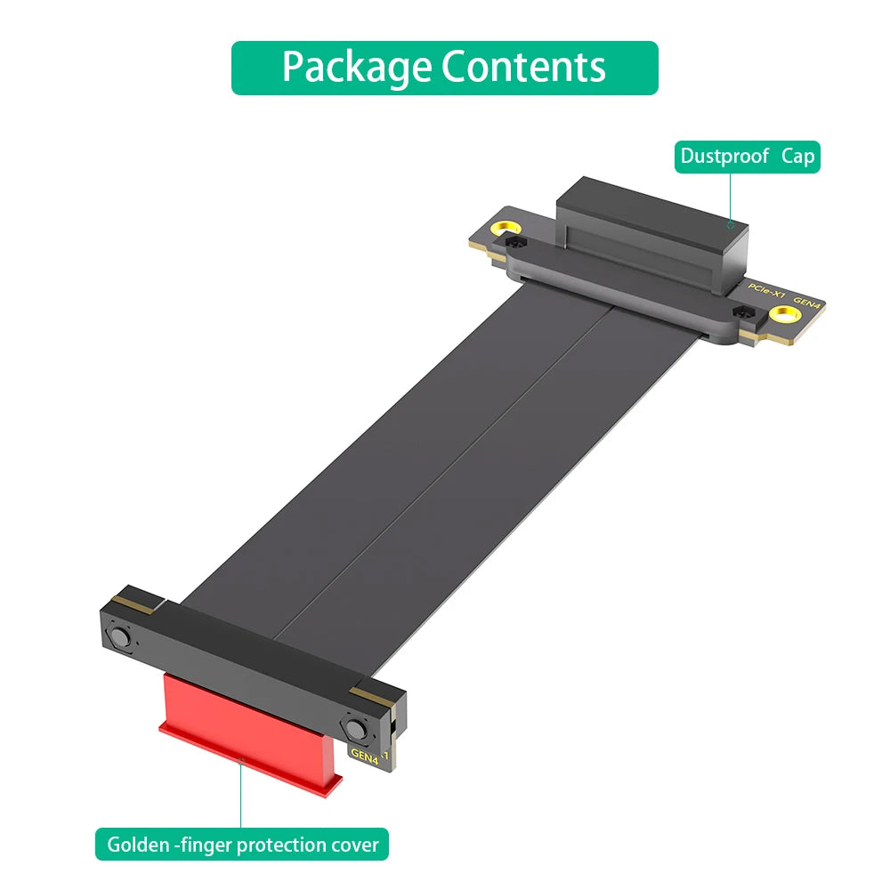 TISHRIC PCIe 4.0 1X Riser Cable 10–50cm Dual 90° Extension PCIe Riser Cable PRIMED