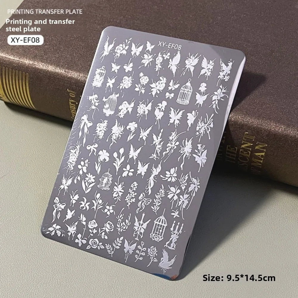 Nail Art Stamping Plate – Butterfly, Flower & Heart Designs Nail Stamping Plate PRIMED 08
