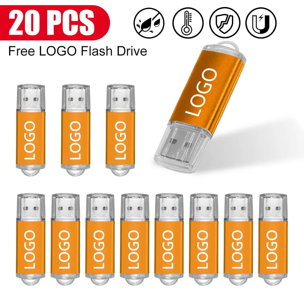 20-Pack Metal USB Flash Drives 512MB–128GB | Free Custom Logo USB Flash Drive PRIMED 8GB x 20pcs orange A