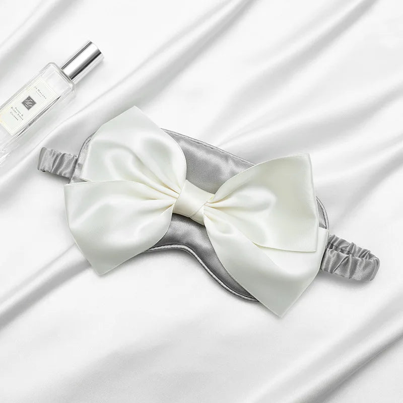 Silk Bow Sleep Eye Mask for Women – Light-Blocking & Travel