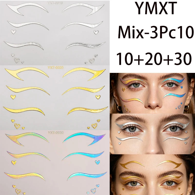 Holographic Laser Eyeliner Stickers – Waterproof Face Art Decals
