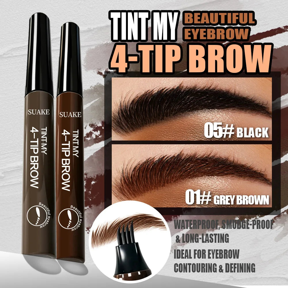 4-Prong Liquid Eyebrow Pen | Microblading Hair Stroke Brow Pencil Liquid Eyebrow Pen PRIMED