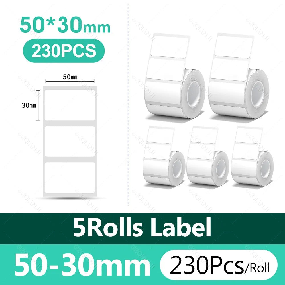 NiiMBOT Thermal Label Rolls – Waterproof Self-Adhesive B1 B21 Thermal Label Rolls PRIMED 5030 5Rolls