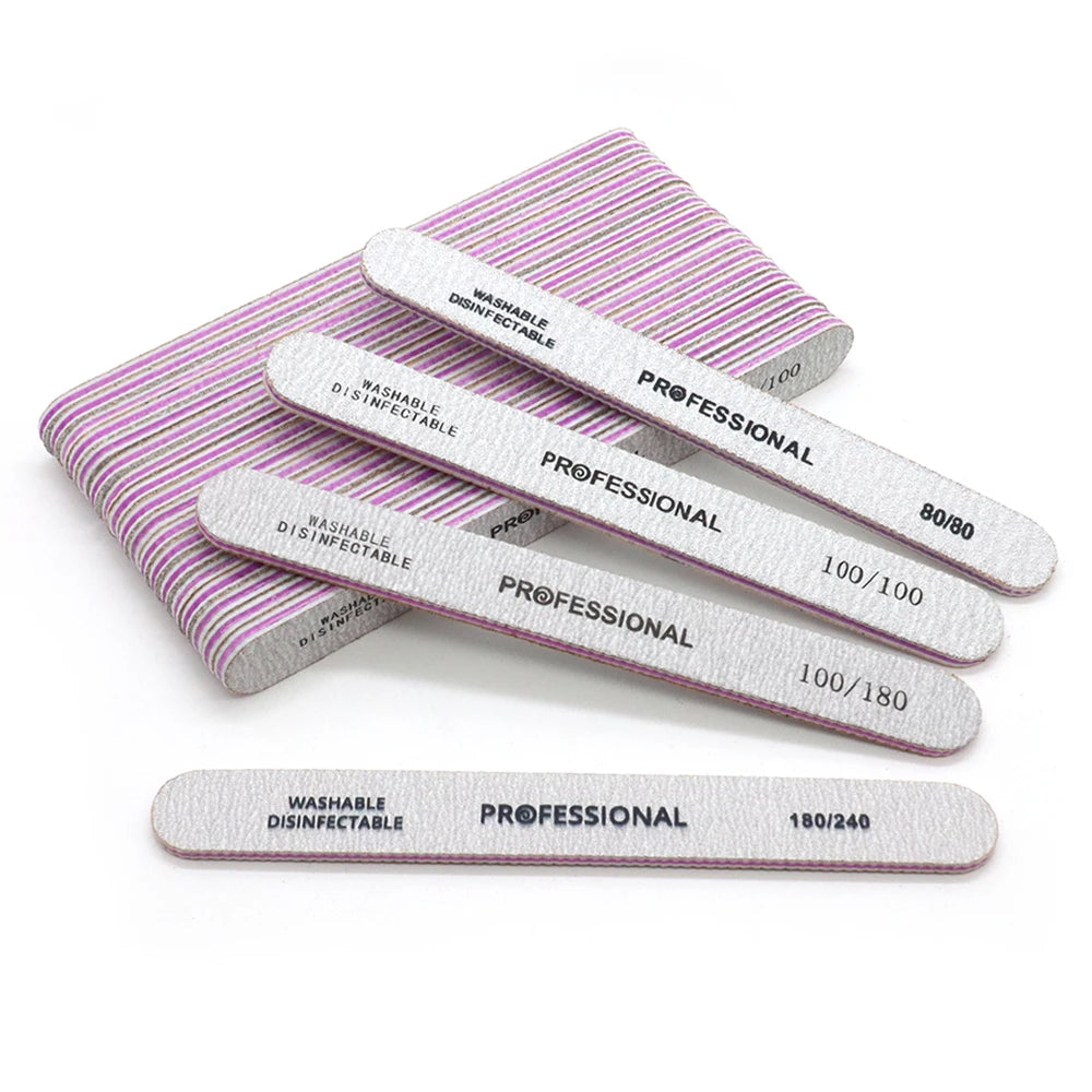 JEARLYU Grey Zebra Nail Files Multi-Grit Double Sided | 5/10 Pack Nail Files PRIMED