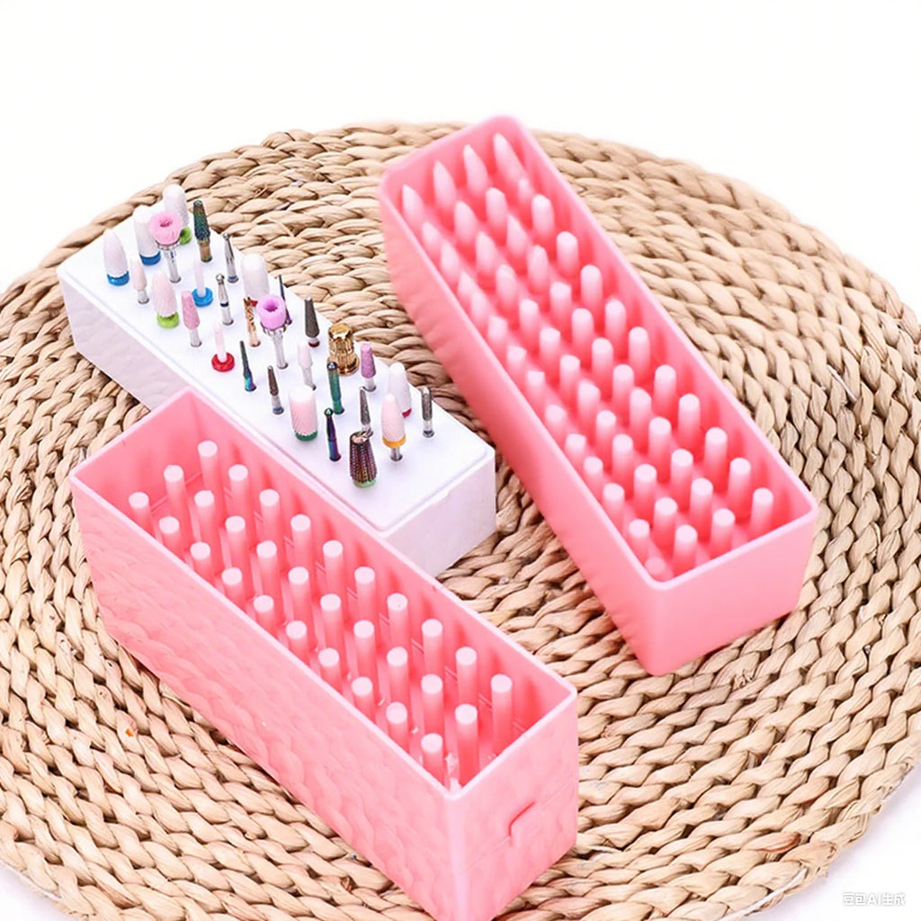 30-Hole Nail Drill Bit Storage Box | Manicure Organizer