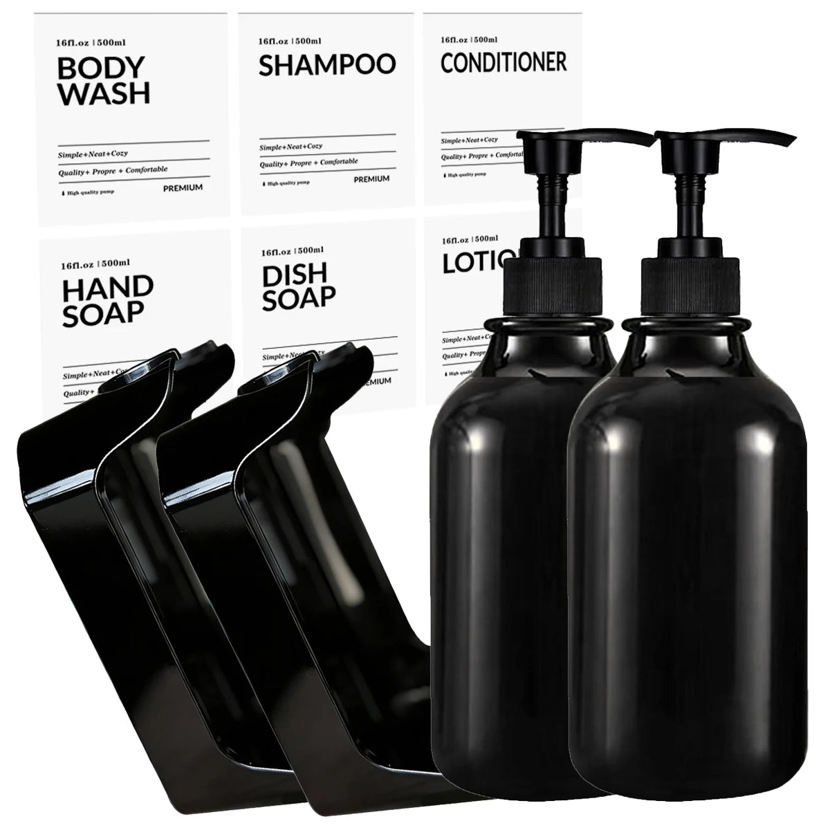 Wall Mount Shampoo & Conditioner Dispenser – 2 or 3 Chamber Set