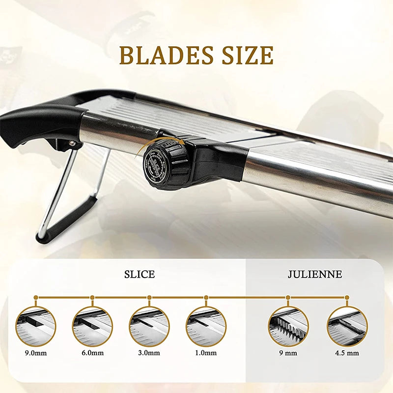 LMETJMA Adjustable Mandoline Slicer – Stainless Steel Vegetable Cutter Mandoline Slicer PRIMED