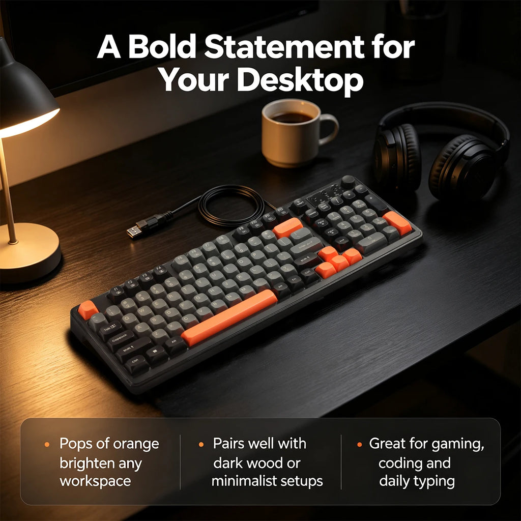 MissionFit Wired USB Keyboard with Number Pad – Slim 98-Key Wired USB Keyboard PRIMED