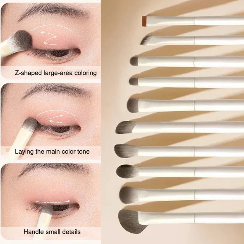 Porcelain Cloud Eye Makeup Brush Set – 8/10Pcs Ultra Soft