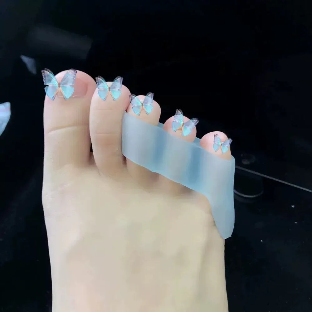 Silicone Toe Straightener & Separator 2 Pcs – 3-Hole Design Toe Separator PRIMED Sky Blue