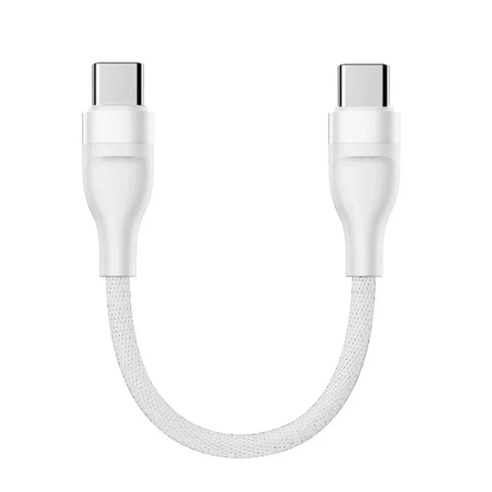 USB-C to USB-C 60W PD Fast Charging Cable – 25cm Short USB-C Charging Cable PRIMED White 0.25m