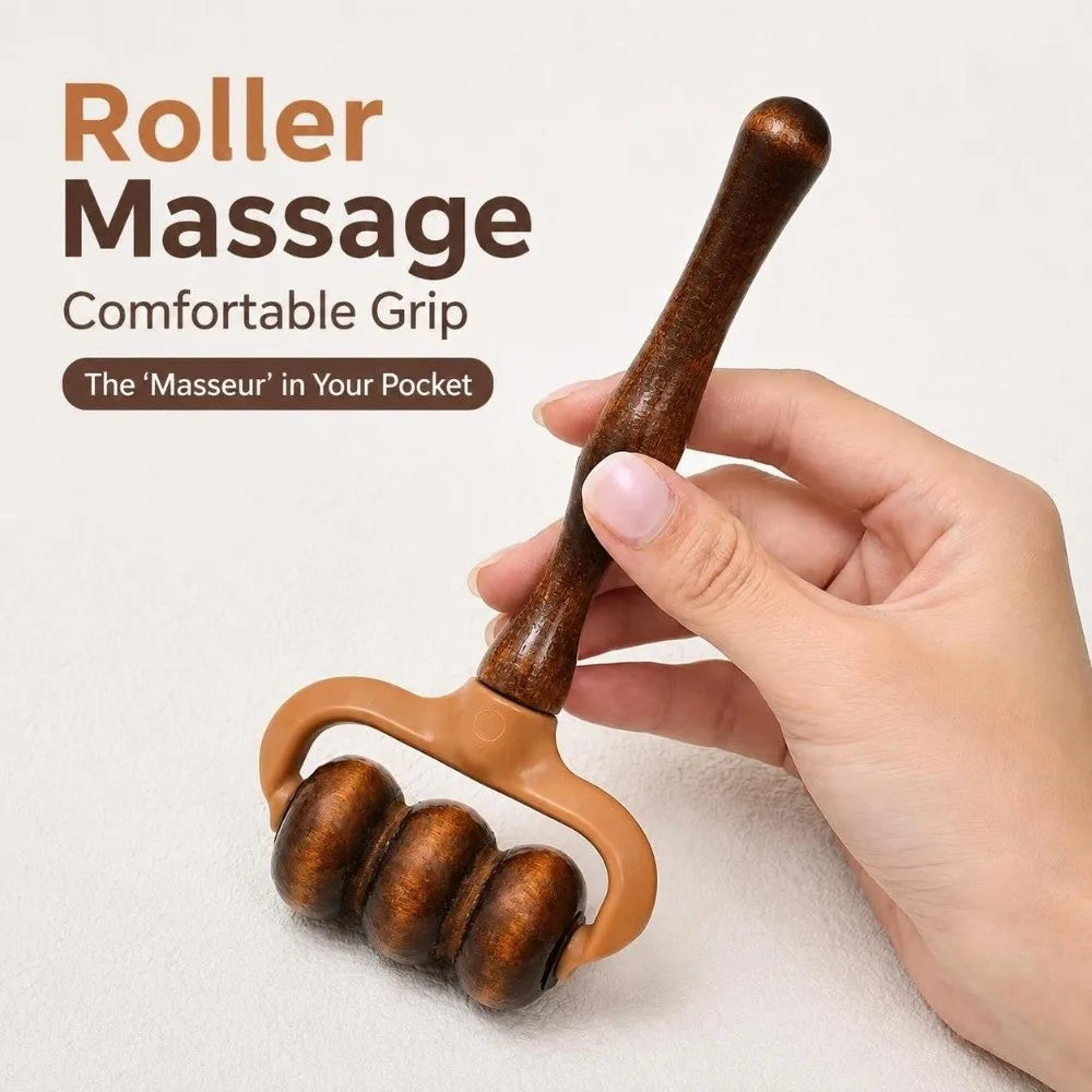 Wooden Handheld Massage Roller – Arms, Legs & Body