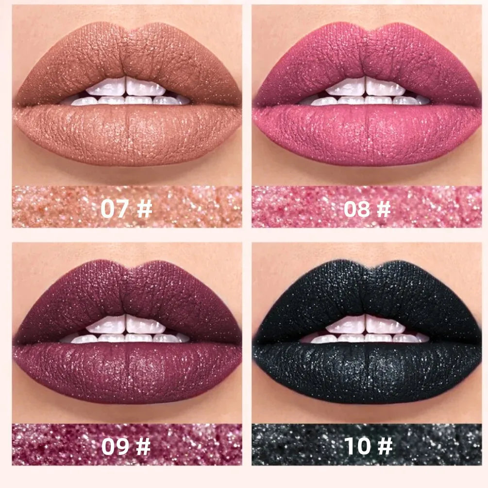 QiBest Diamond Shimmer Lip Gloss – 10 Colors, Waterproof
