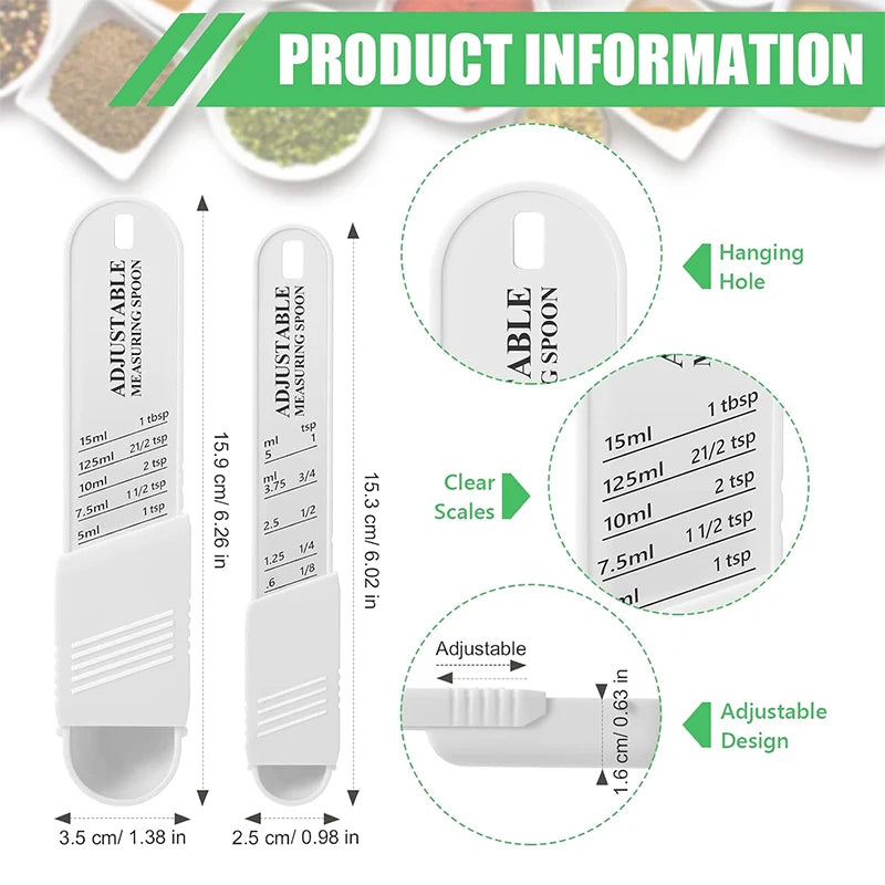 Adjustable Measuring Spoons Set – Tablespoon & Teaspoon Measuring Spoon Set PRIMED