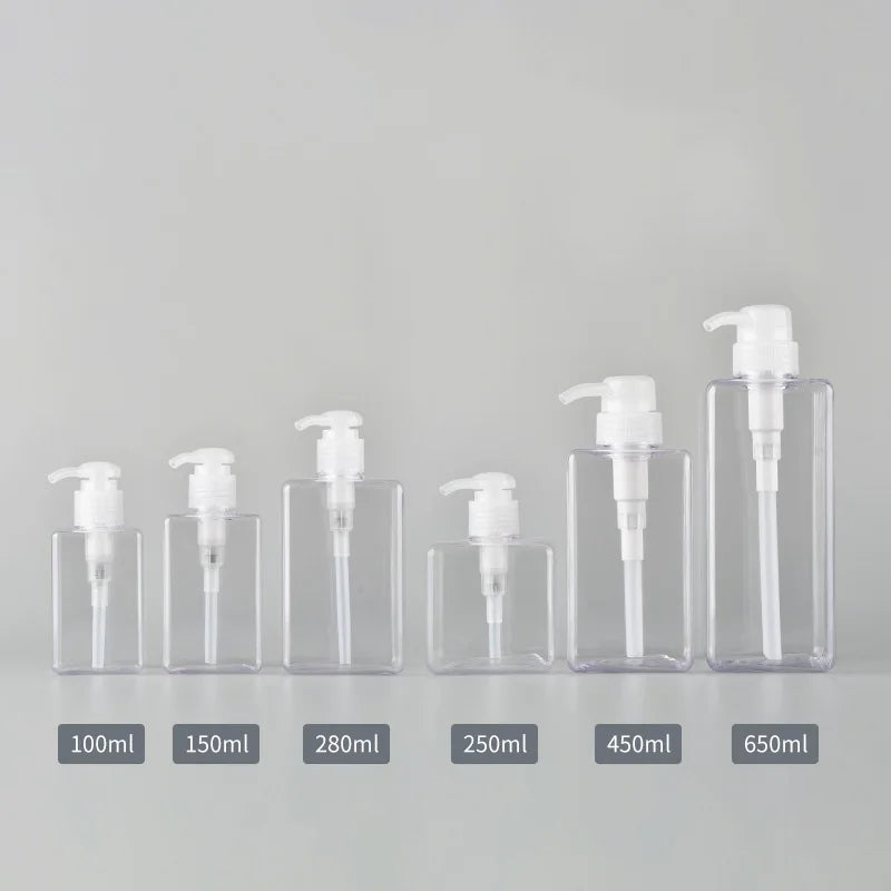 Square Refillable Pump Bottle – Soap, Shampoo & Lotion 100–650ml