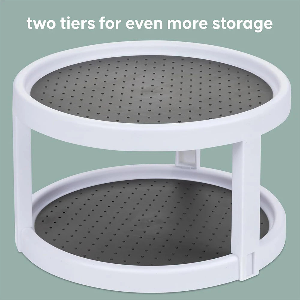 LMETJMA 2-Tier Lazy Susan Spice Rack Organizer 360° Rotating Lazy Susan Organizer PRIMED
