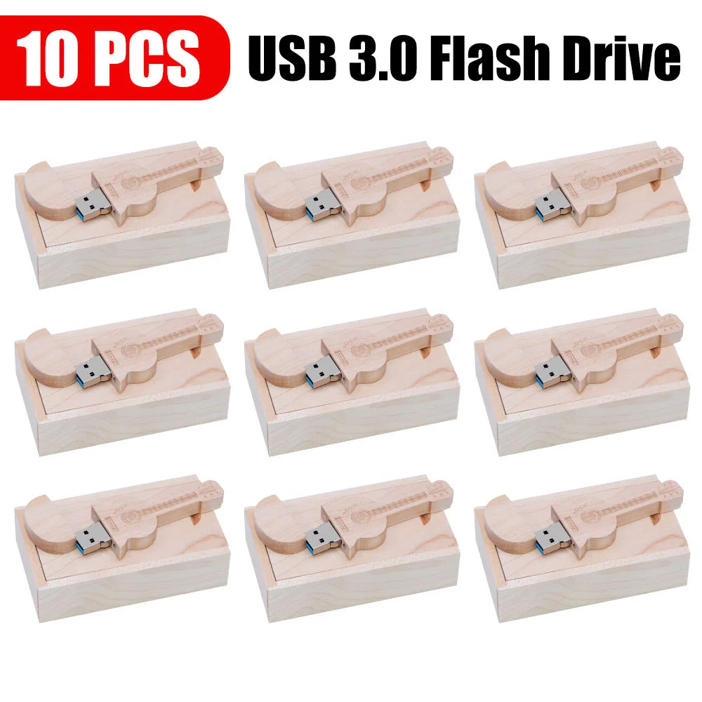 Guitar USB 3.0 Flash Drive Custom Logo Bulk | 32GB 64GB 128GB Custom USB Flash Drive PRIMED 4GB Maple with box 10pcs China Mainland