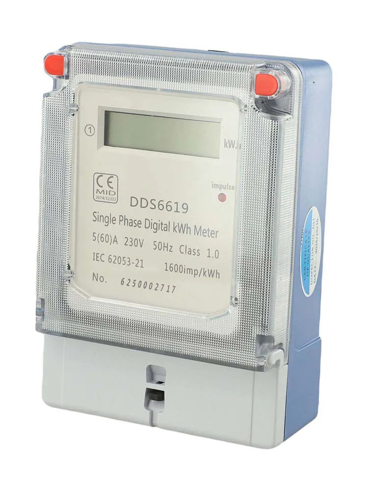 Single Phase Digital Energy Meter DIN Rail AC 220V 60A Pulse LED