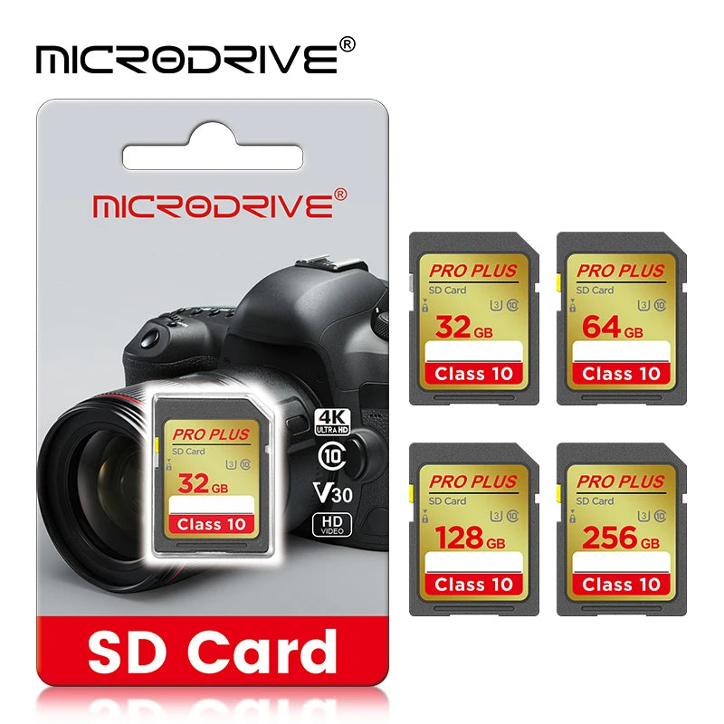 MicroDrive SD Card 32GB–256GB Class 10 U3 4K Memory Card SD Memory Card PRIMED