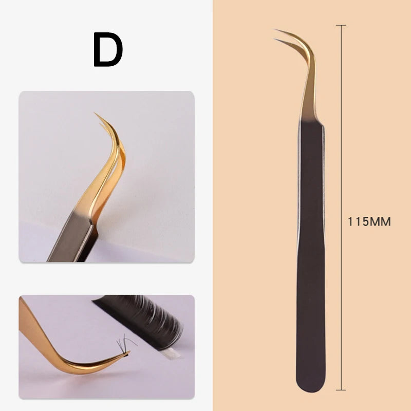 Professional Stainless Steel Eyelash Extension Tweezers – Black Lash Extension Tweezers PRIMED D