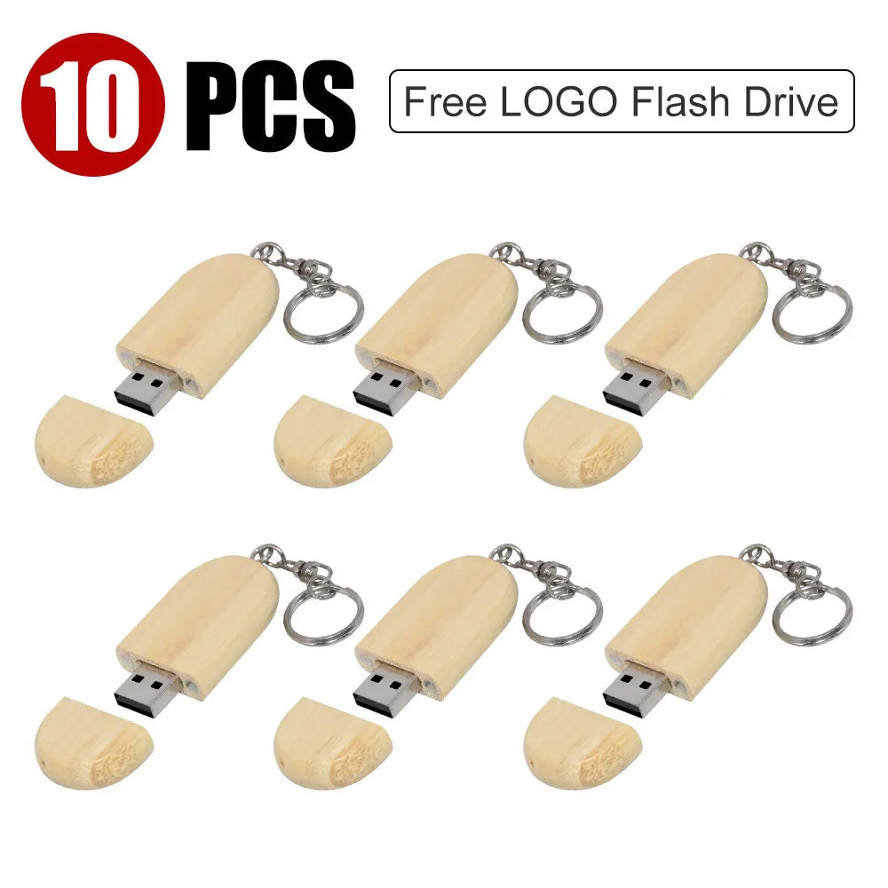 Wooden USB Flash Drive Custom Logo Key Chain | 4–32GB Bulk Wooden USB Flash Drive PRIMED 4GB Bamboo-10p