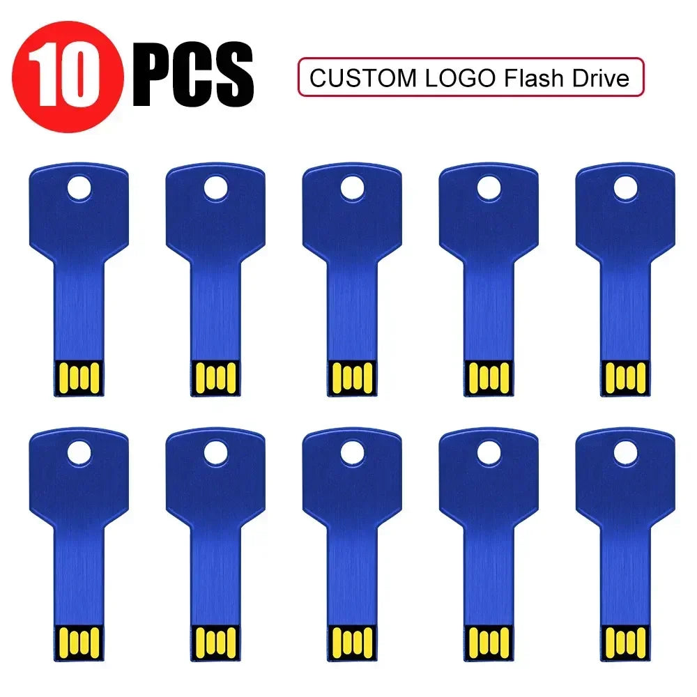 10-Pack Custom Logo Key USB 2.0 Flash Drives – 4GB to 128GB USB Flash Drive PRIMED 4GB Dark Blue-10PCS