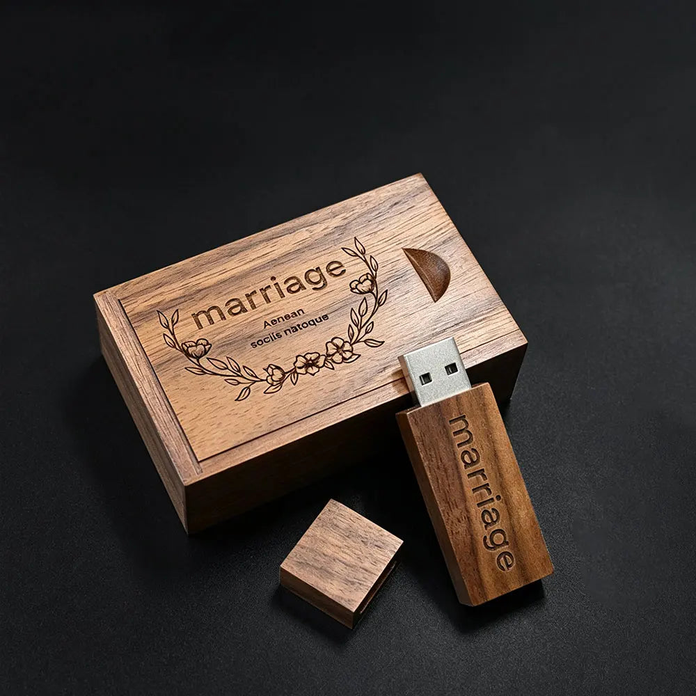 10-Pack Wooden Bamboo USB Flash Drives | Custom Logo & Gift Box USB Flash Drive PRIMED
