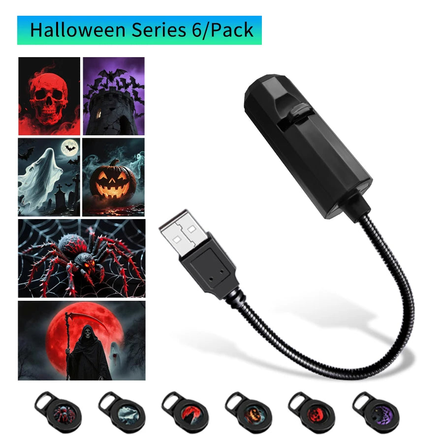 USB LED Projector Night Light – Holiday Moon Lamp Room Decor LED Projector Night Light PRIMED 6 Films Halloween