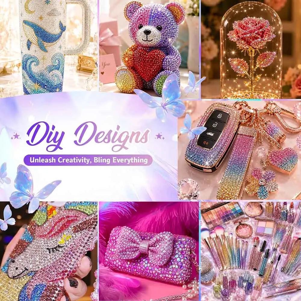 40-Grid Flatback Jelly Nail Gems Bedazzling Kit – AB Crystal Nail Art Gems PRIMED