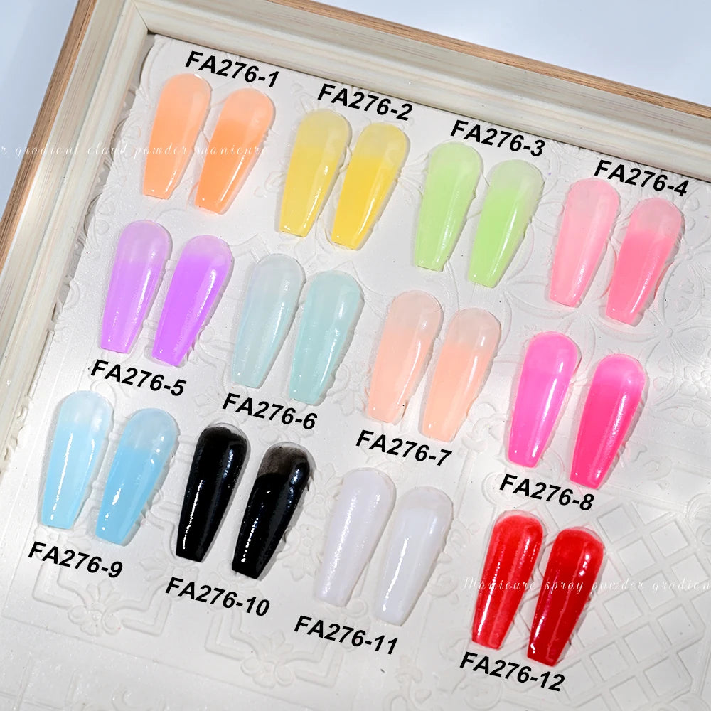 MAFANAILS 12-Color Ombre Spray Nail Glitter Powder 10g
