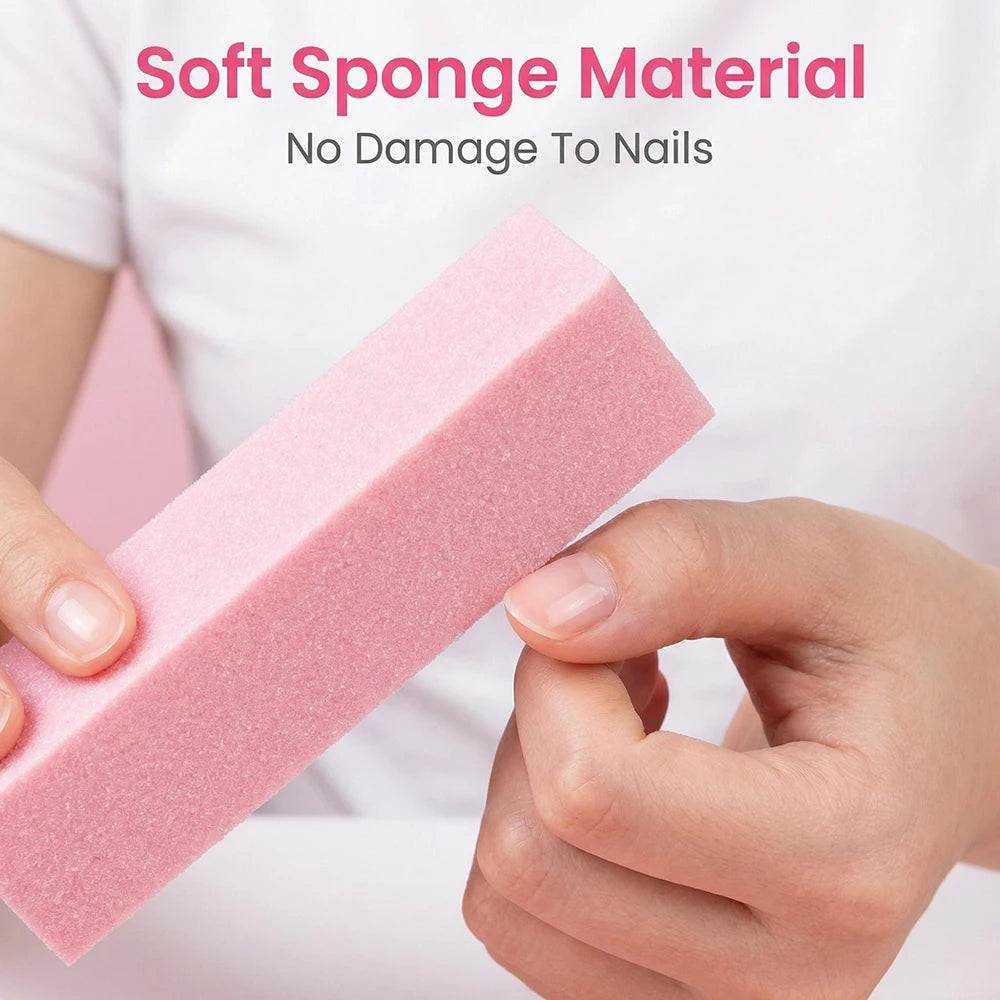 Sponge Nail Buffer Sanding File Block 3/5/10 Pcs – Pink