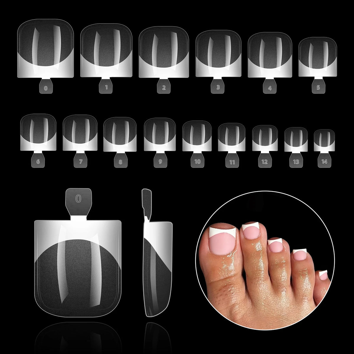 150Pcs French Press-On Toenails – Short Square Full Cover Tips