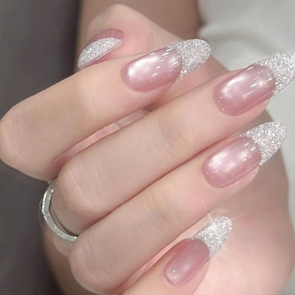 Silver Snowflake Glitter Nail Art Powder | Crystal Diamond Flash Nail Glitter Powder PRIMED